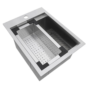 Ruvati 15 x 20 inch Marine Grade T-316 Workstation Topmount RV Boat Outdoor Sink Stainless Steel - RVQ5210
