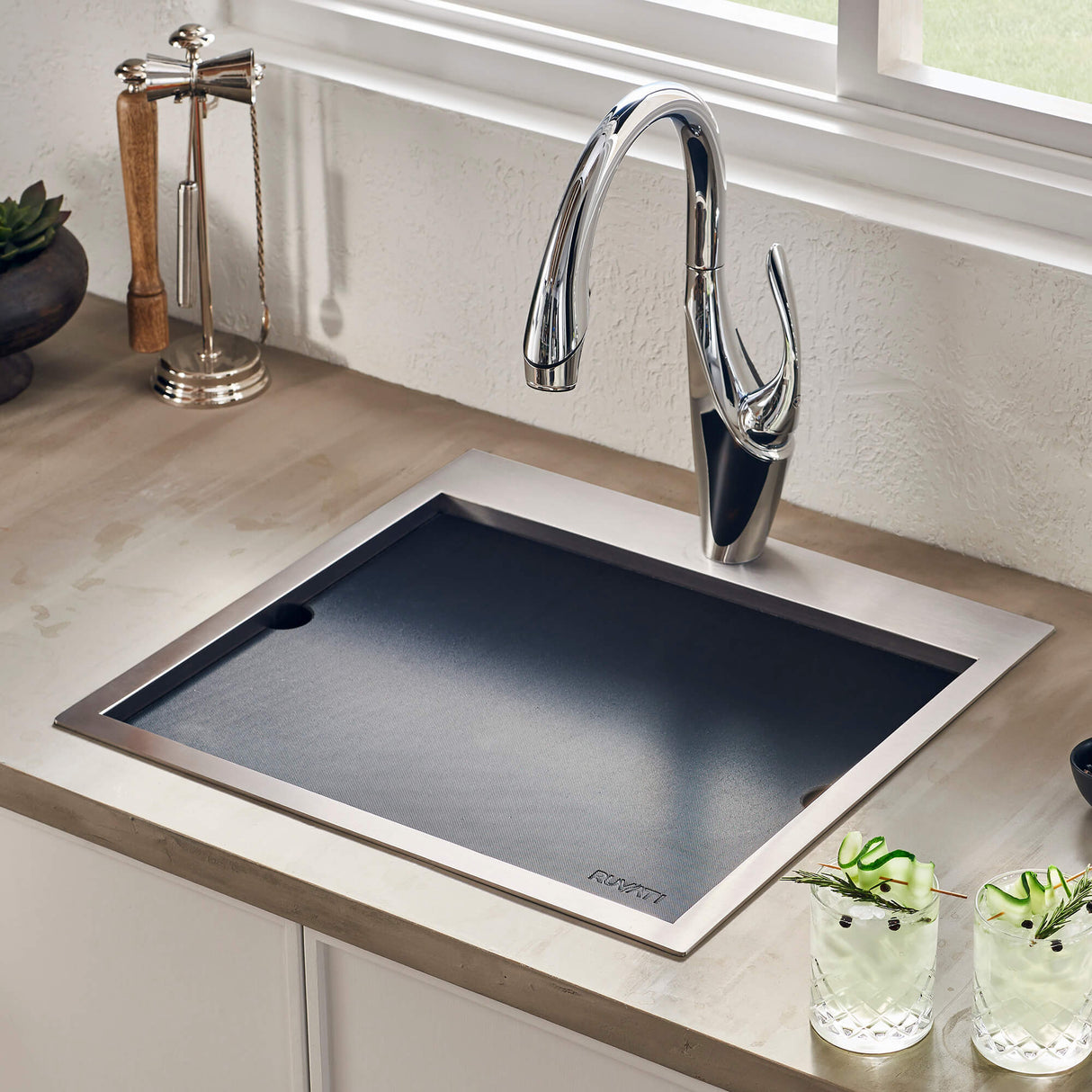 Ruvati 15 x 20 inch Marine Grade T-316 Workstation Topmount RV Boat Outdoor Sink Stainless Steel - RVQ5210