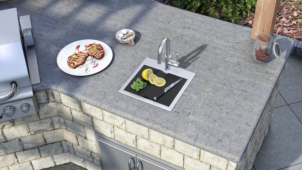 Ruvati 15 x 15 inch Marine Grade T-316 Workstation Topmount RV Boat Outdoor Sink Stainless Steel - RVQ5215