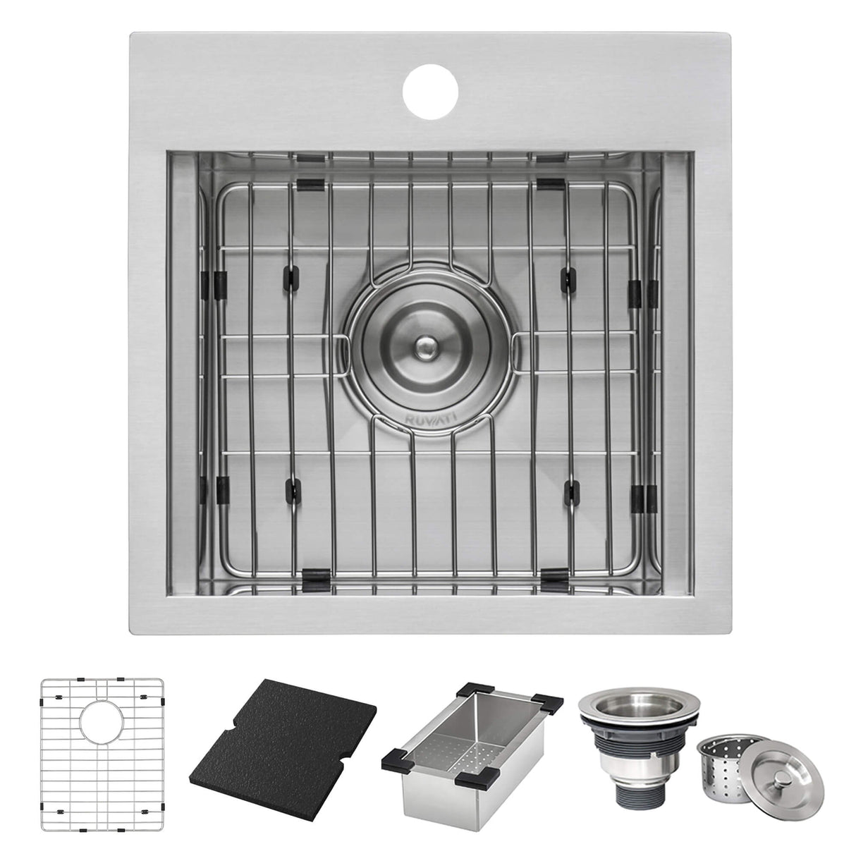 Ruvati 15 x 15 inch Marine Grade T-316 Workstation Topmount RV Boat Outdoor Sink Stainless Steel - RVQ5215