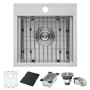 Ruvati 15 x 15 inch Marine Grade T-316 Workstation Topmount RV Boat Outdoor Sink Stainless Steel - RVQ5215