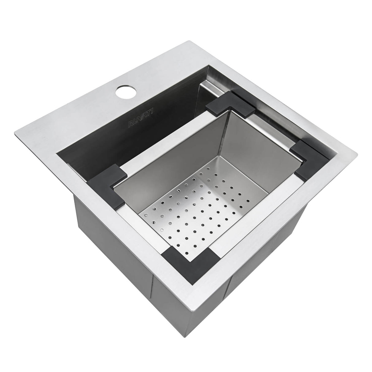 Ruvati 15 x 15 inch Marine Grade T-316 Workstation Topmount RV Boat Outdoor Sink Stainless Steel - RVQ5215