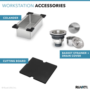 Ruvati 21 x 20 inch Outdoor Workstation Sink T-316 Marine Grade Topmount Stainless Steel BBQ - RVQ5221