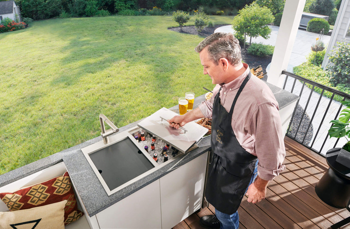 Ruvati Insulated Ice Chest and Outdoor Sink 29 x 20 inch BBQ Workstation Topmount T-316 Stainless Steel - RVQ6290