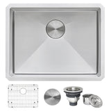 Ruvati 23" x 18" x 12" Deep Laundry Utility Sink Rounded Corners Undermount 16 Gauge Stainless Steel - RVU6125