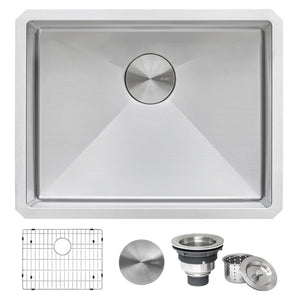 Ruvati 23" x 18" x 12" Deep Laundry Utility Sink Rounded Corners Undermount 16 Gauge Stainless Steel - RVU6125