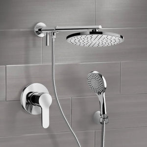 Chrome Shower System With 8" Rain Shower Head and Hand Shower