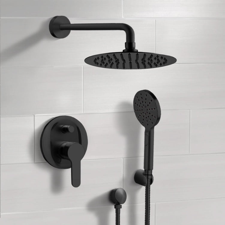 Matte Black Shower Set With 10" Rain Shower Head and Multi Function Hand Shower