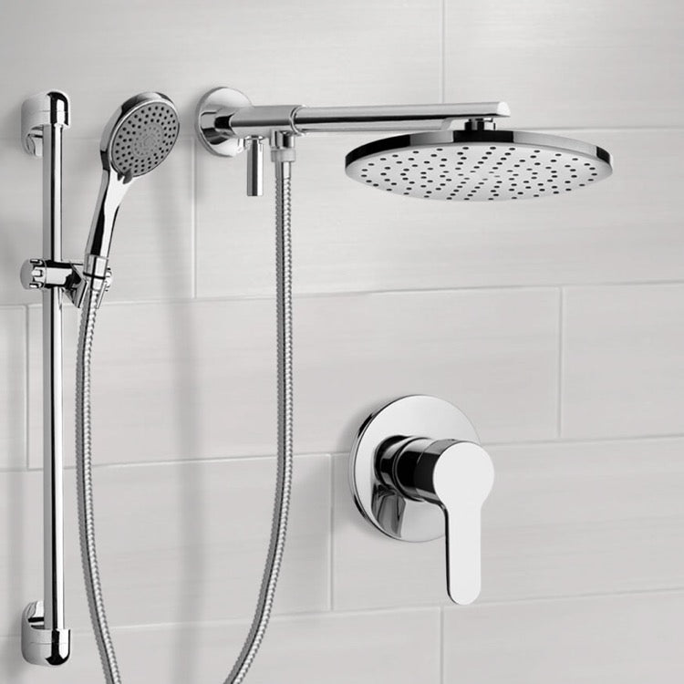 Chrome Shower Set With Rain Shower Head and Hand Shower