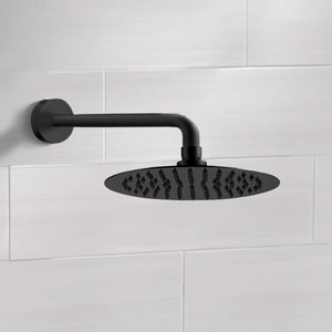 10" Matte Black Rain Shower Head With Arm
