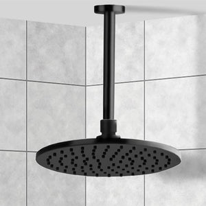 8" Ceiling Mount Rain Shower Head With Arm, Matte Black