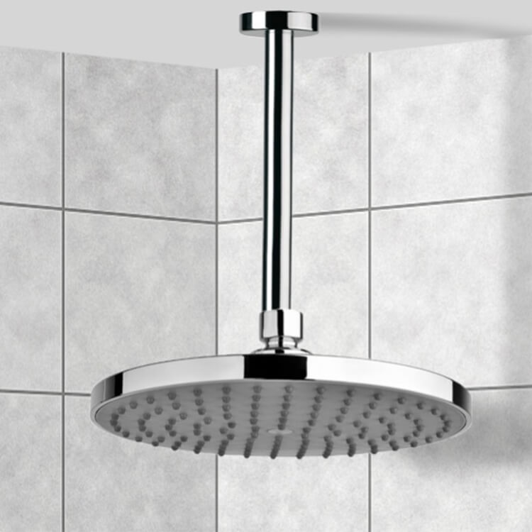8" Ceiling Mount Rain Shower Head With Arm, Chrome