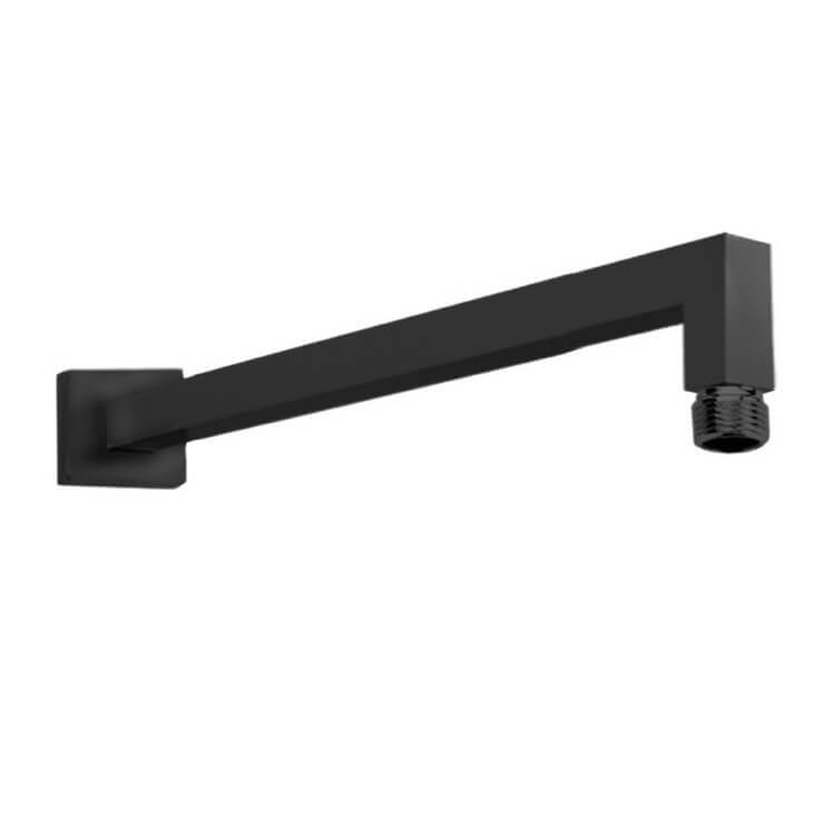 Square 16 Inch Shower Arm in Matte Black Finish