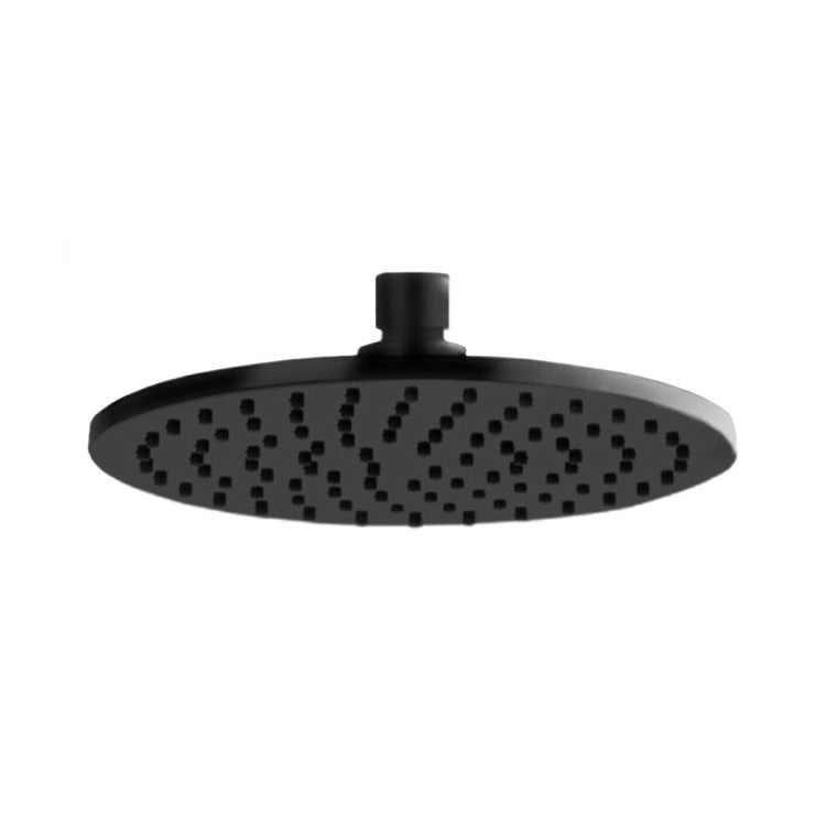 Matte Black 8" Minimalist Flat Plated Shower Head With Jets
