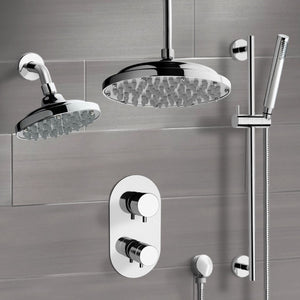 Chrome Dual Shower Head System With Hand Shower