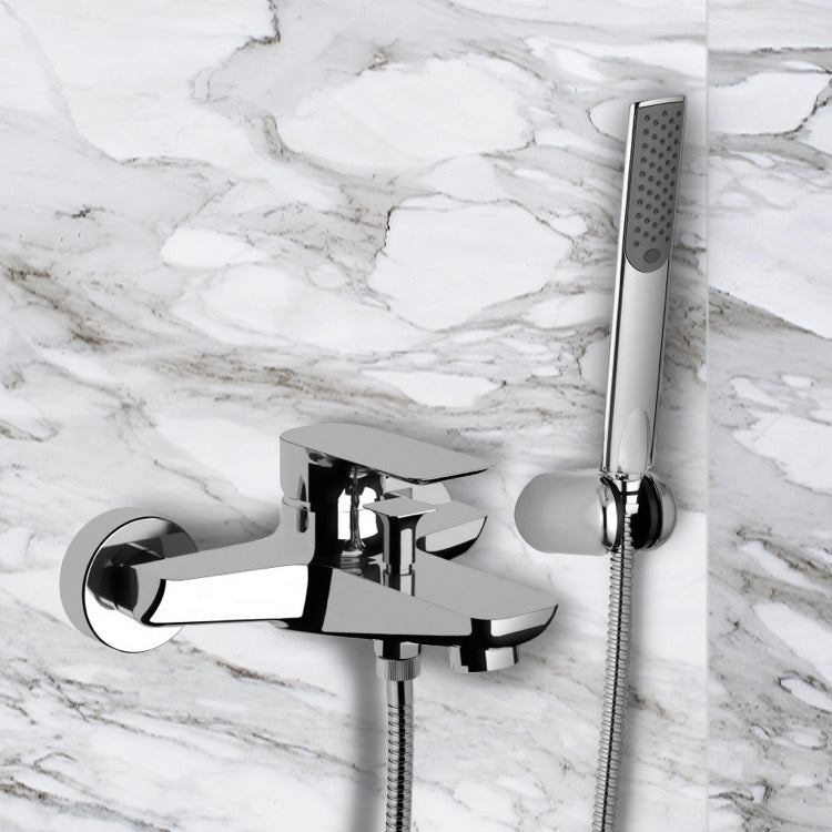 Wall-Mounted Bath Shower Mixer With Bracket And Hand Shower In Chrome