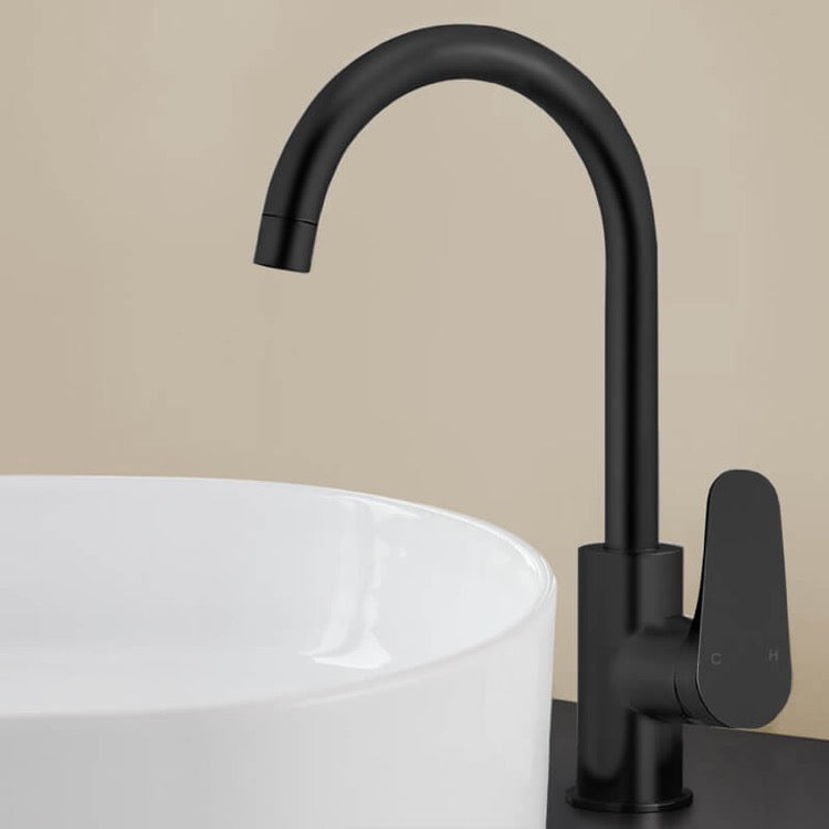 Matte Black Round Vessel Sink Faucet