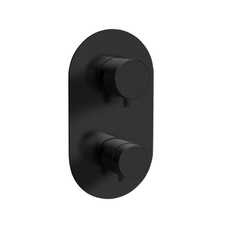 Matte Black Built-in Thermostatic 3-Way Shower Diverter