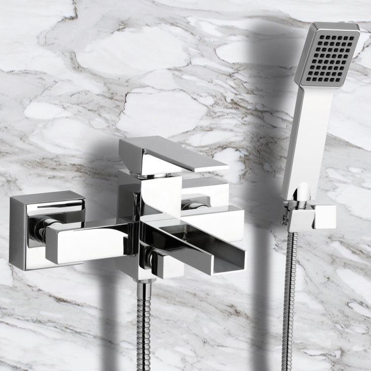 Single Lever External Bath Shower Mixer with Waterfall Spout and Hand Shower