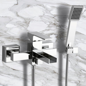 Single Lever External Bath Shower Mixer with Waterfall Spout and Hand Shower