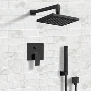 Matte Black Shower System with 8" Rain Shower Head and Hand Shower