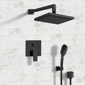 Matte Black Shower System with 8" Rain Shower Head and Hand Shower