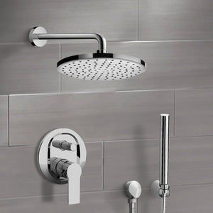 Chrome Shower System With 10" Rain Shower Head and Hand Shower
