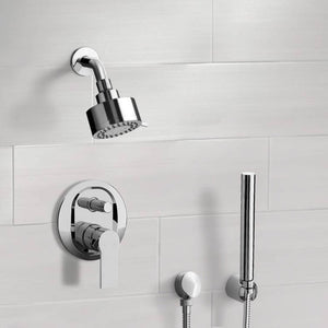 Chrome Shower System with Multi Function Shower Head and Hand Shower