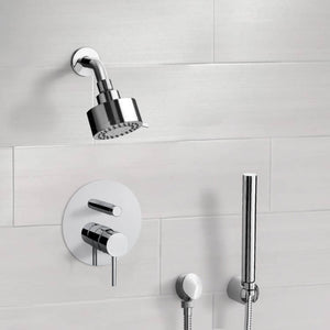 Chrome Shower System with Multi Function Shower Head and Hand Shower