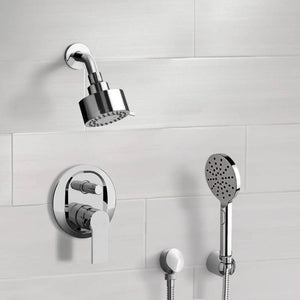 Chrome Shower System with Multi Function Shower Head and Hand Shower