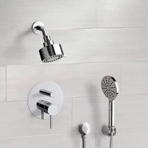 Chrome Shower System with Multi Function Shower Head and Hand Shower