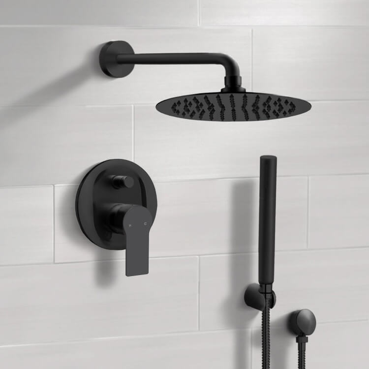 Matte Black Shower System With 10" Rain Shower Head and Hand Shower