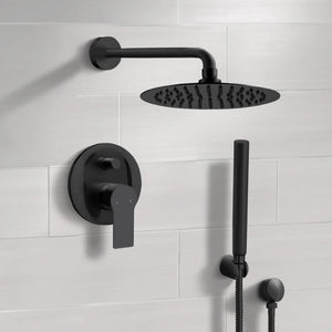 Matte Black Shower System With 10" Rain Shower Head and Hand Shower