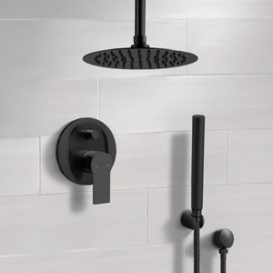 Matte Black Shower System With Rain Ceiling Shower Head and Hand Shower