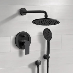 Matte Black Shower System With 8" Rain Shower Head and Hand Shower