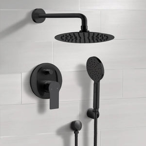 Matte Black Shower System With Rain Shower Head and Hand Shower