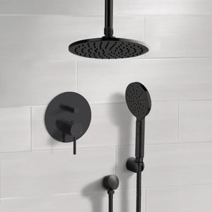 Matte Black Shower System With 8" Rain Ceiling Shower Head and Hand Shower