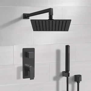 Matte Black Shower System With 10" Rain Shower Head and Hand Shower