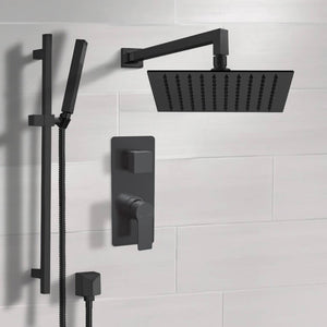 Matte Black Shower Set With Rain Shower Head and Hand Shower
