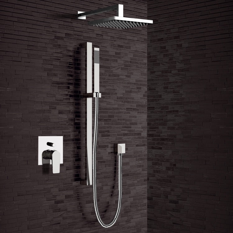 Chrome Shower System with 8" Rain Shower Head and Hand Shower