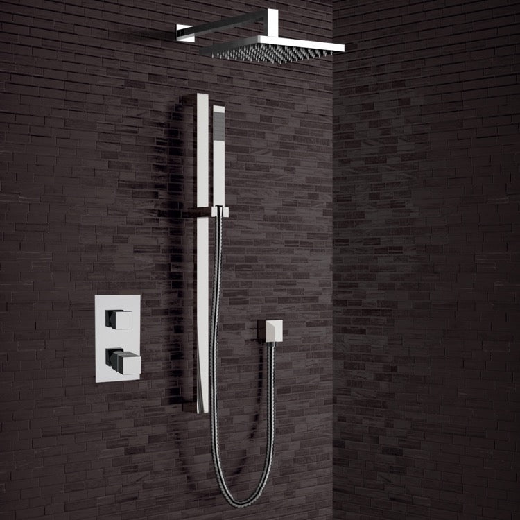 Chrome Thermostatic Shower System with 8" Rain Shower Head and Hand Shower