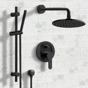 Matte Black Shower System with 8" Rain Shower Head and Hand Shower