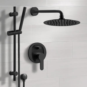 Matte Black Shower System With 10" Rain Shower Head and Hand Shower