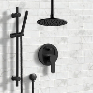 Matte Black Ceiling Shower System with 8" Rain Shower Head and Hand Shower