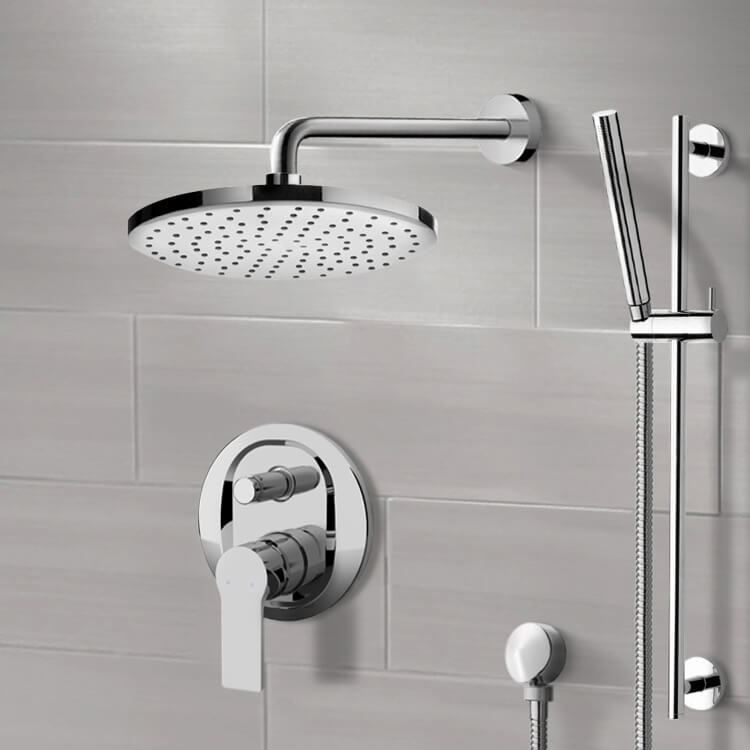 Chrome Shower Set With Rain Shower Head and Hand Shower