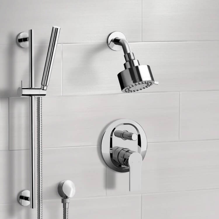 Chrome Shower Set with Multi Function Shower Head and Hand Shower