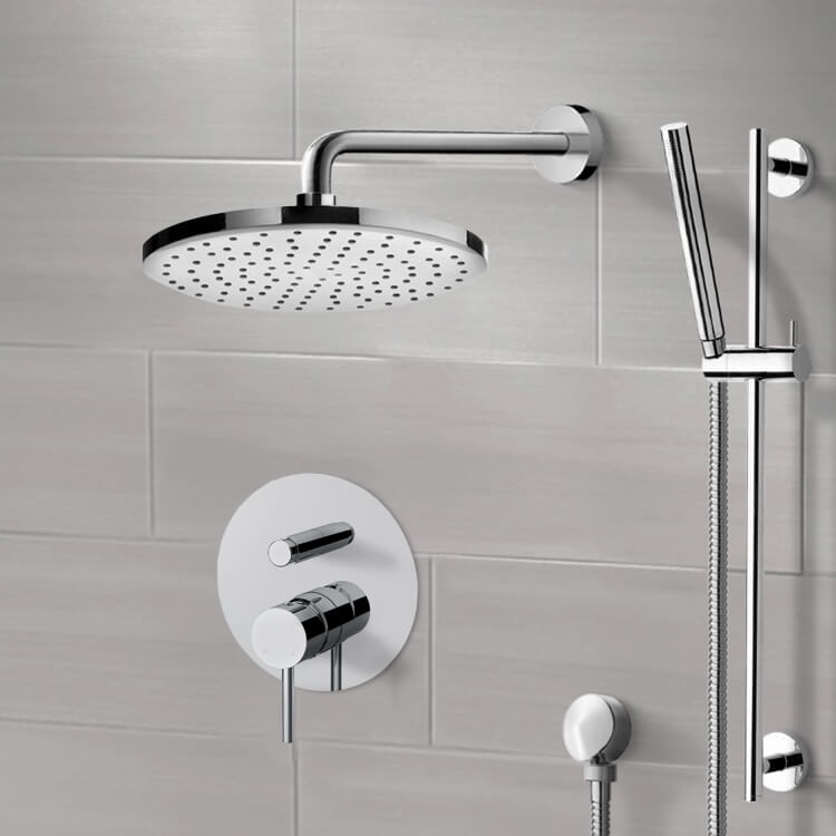 Chrome Shower Set With Rain Shower Head and Hand Shower