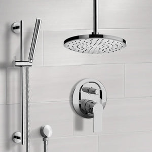 Chrome Shower Set With Rain Ceiling Shower Head and Hand Shower