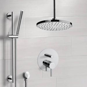 Chrome Shower Set With Rain Ceiling Shower Head and Hand Shower