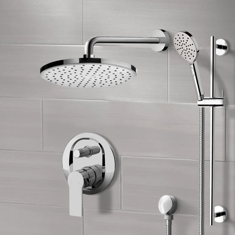 Chrome Shower Set With Rain Shower Head and Hand Shower